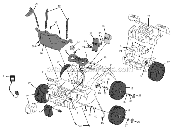 Page A Diagram and Parts List for 76790-9993  Power Wheels Ride-On ATVs
